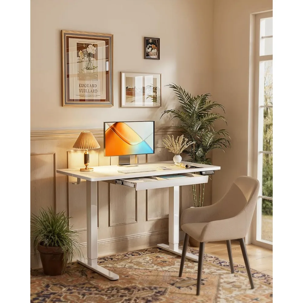 adjustable height electric desk 44"x24" with drawers, 4 memory heights, ergonomic home office desk