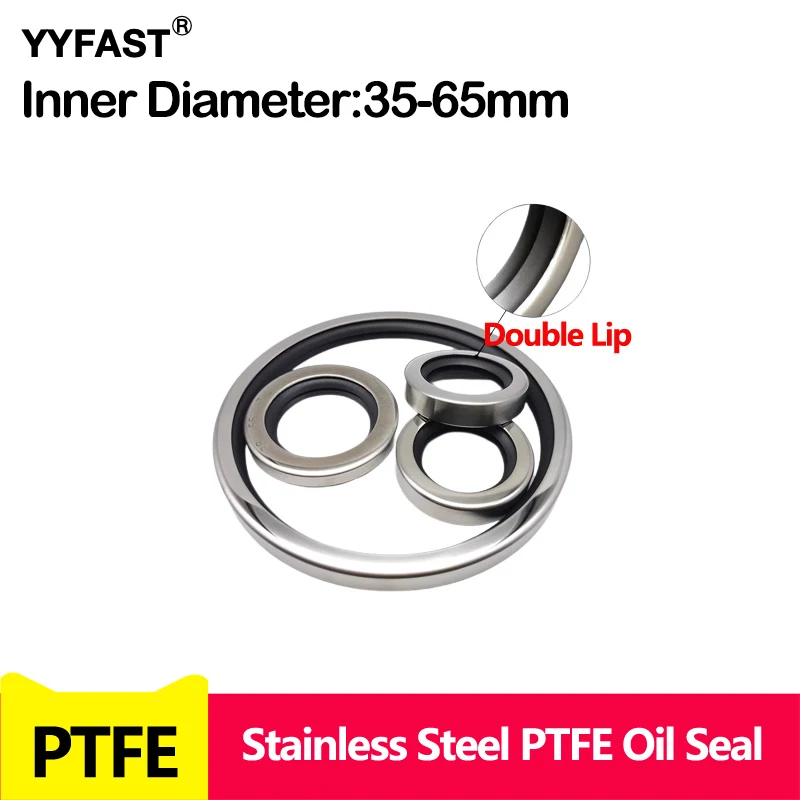 ID 35/40/45/50/55-65mm,Stainless Steel PTFE Skeleton Oil Seal High Temperature and High Speed Rotary Shaft Seal Air Compressor