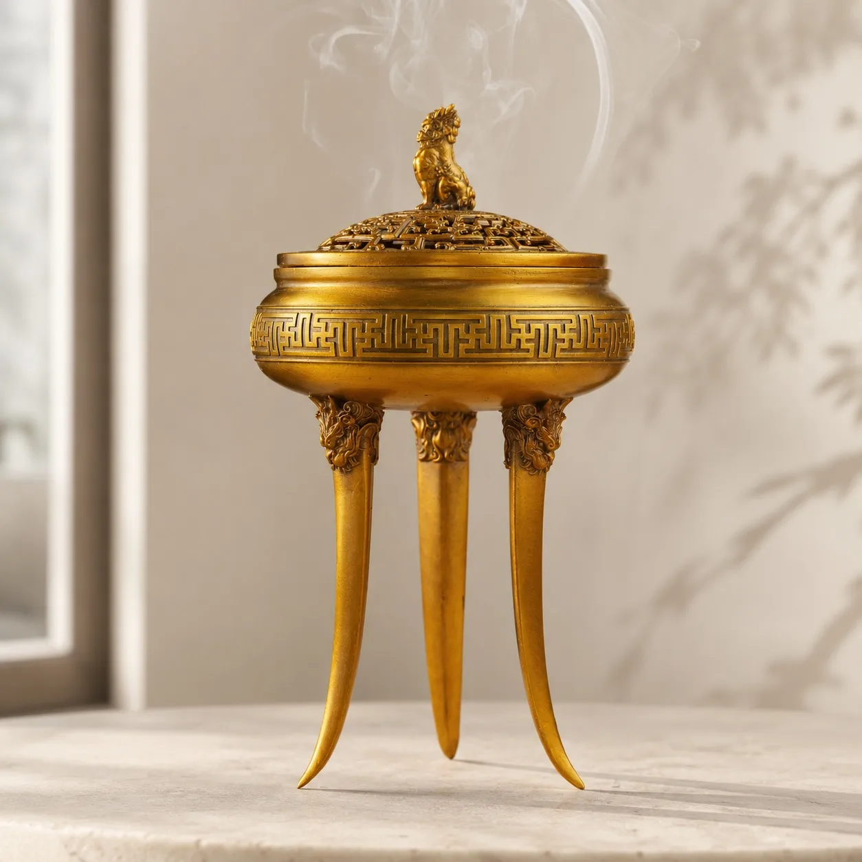 Artisan Handcrafted Copper Qilin Three Legged Incense Burner Traditional Chinese Zen Tabletop Statue Home Decor Gift