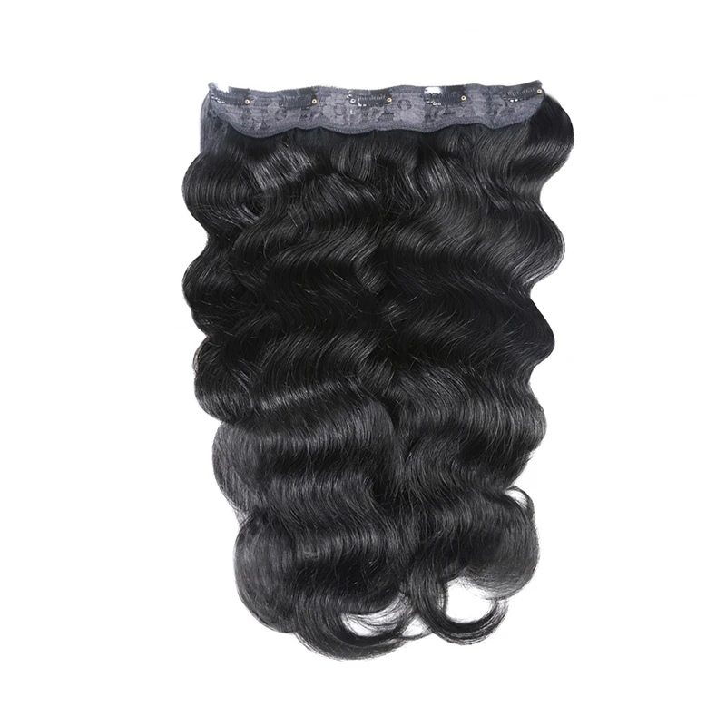 Clips in Human Hair Body Wave Clip in One Piece Human Hair Real Brazilian Human Hair 10inches with 5clips in Hair Extension 613#