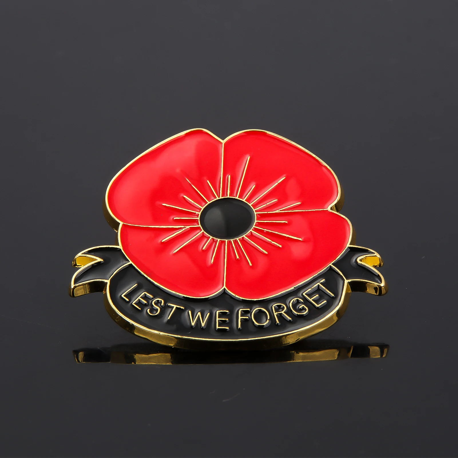 Remember Memorial Day Gifts Flower Red Black Poppy Pins Brooch Lest We Forget Badge Brooch for Women Men Lapel Pin Jewelry