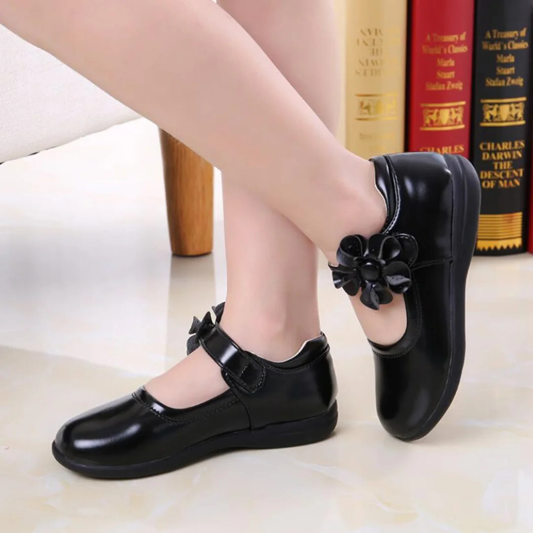 Kids Summer Bow-knot Black Student Sandals Fashion Girls Leather Shoes for Children Wedding Dress Princess School Shoes