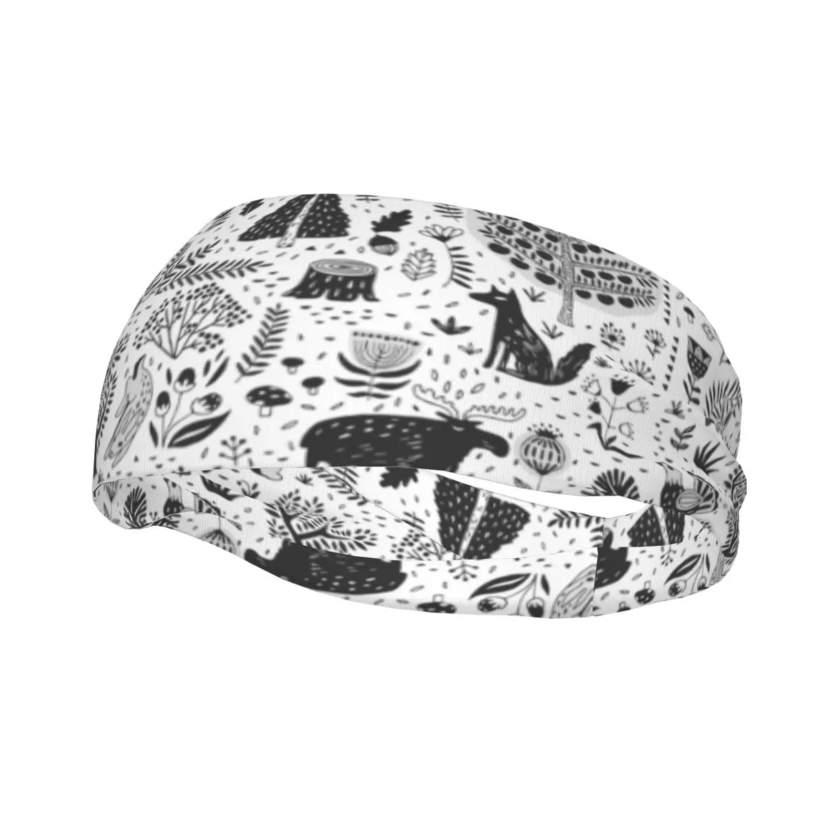 

Спортивная повязка на голову, дышащая повязка на голову, повязка на голову для волос, абстрактная повязка на голову для скандинавских растений и животных леса, повязка на голову для йоги