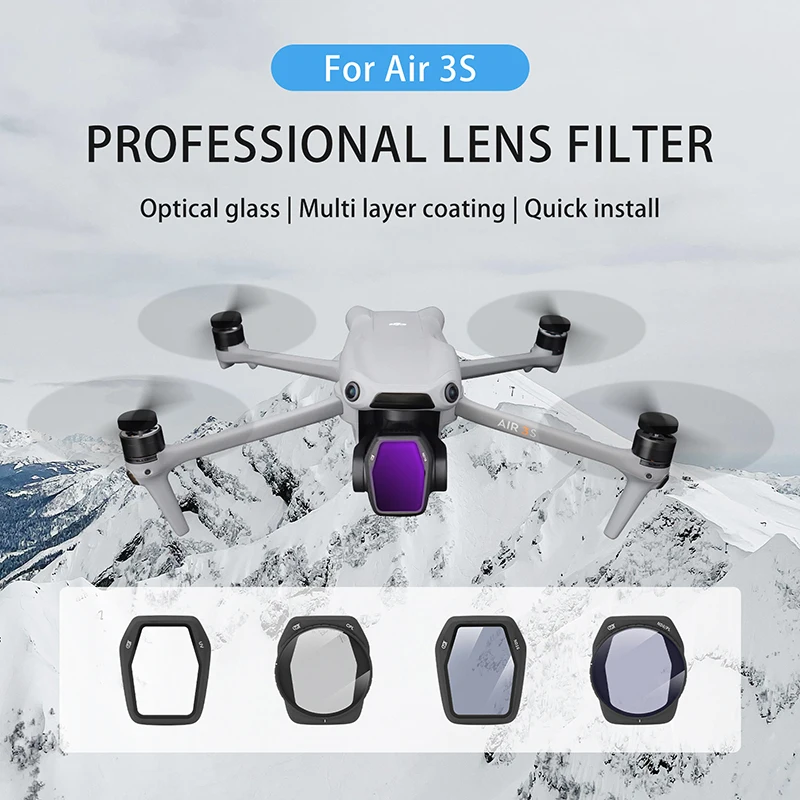 Ensemble de filtres d'objectif de cardan pour DJI Air 3S, MCUV, CPL volontairement, 8 PL, 16 PL, 32 PL, 64PL, STAR NIGHT, verre optique, importateur HD Air3s, kit de filtre à cadre en aluminium