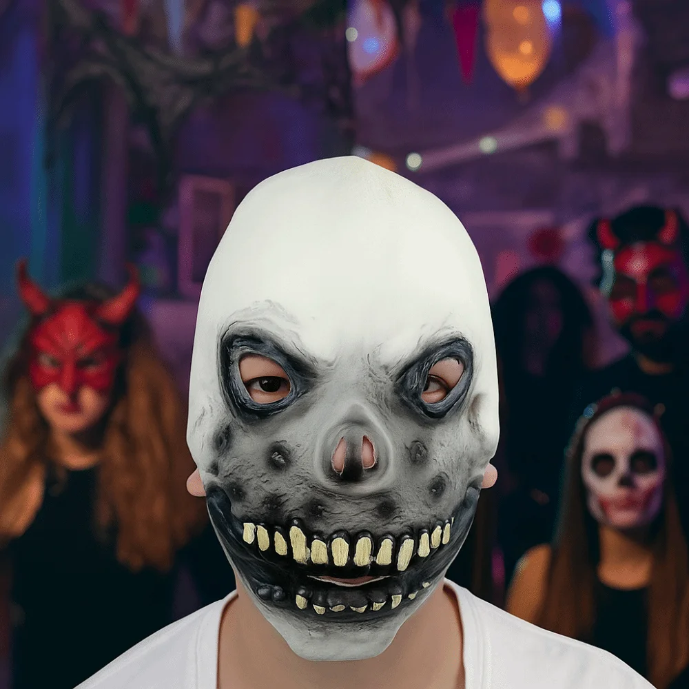 

Novelty Realistic Halloween Skull Mask Latex Creativity Full Face Mask Breathable Spooky Scary Skull Headgear Halloween Party