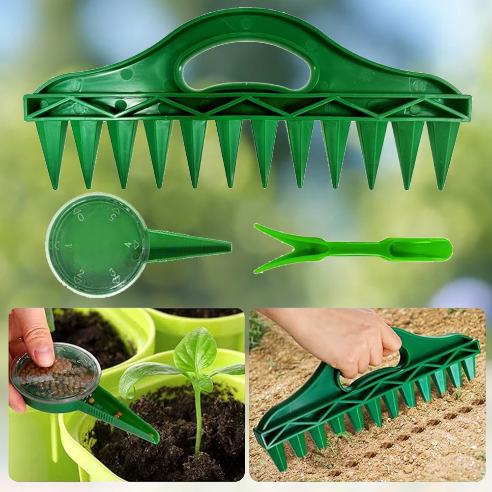 3Pcs/Set Handheld Seeds Planter 12 Holes Sowing Seeds Dispenser Adjustable Multifunctional Seed Spacer Tool Garden Hand Tool