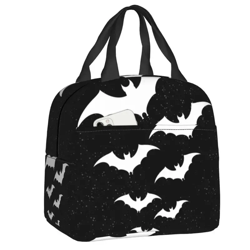 Occult Witch Bats Lunch Bag Goth Thermal Cooler Insulated  Box For Women Kids School Children Beach Travel Food Tote Bags