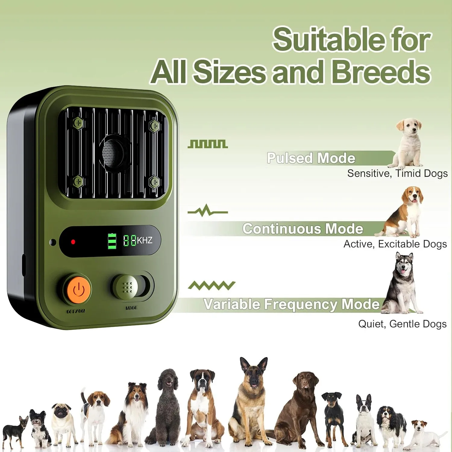 Ultrasonic Dog Repellent Automatic Dog Barking Stop Device High Power Noise Prevention Training Device Rechargeable