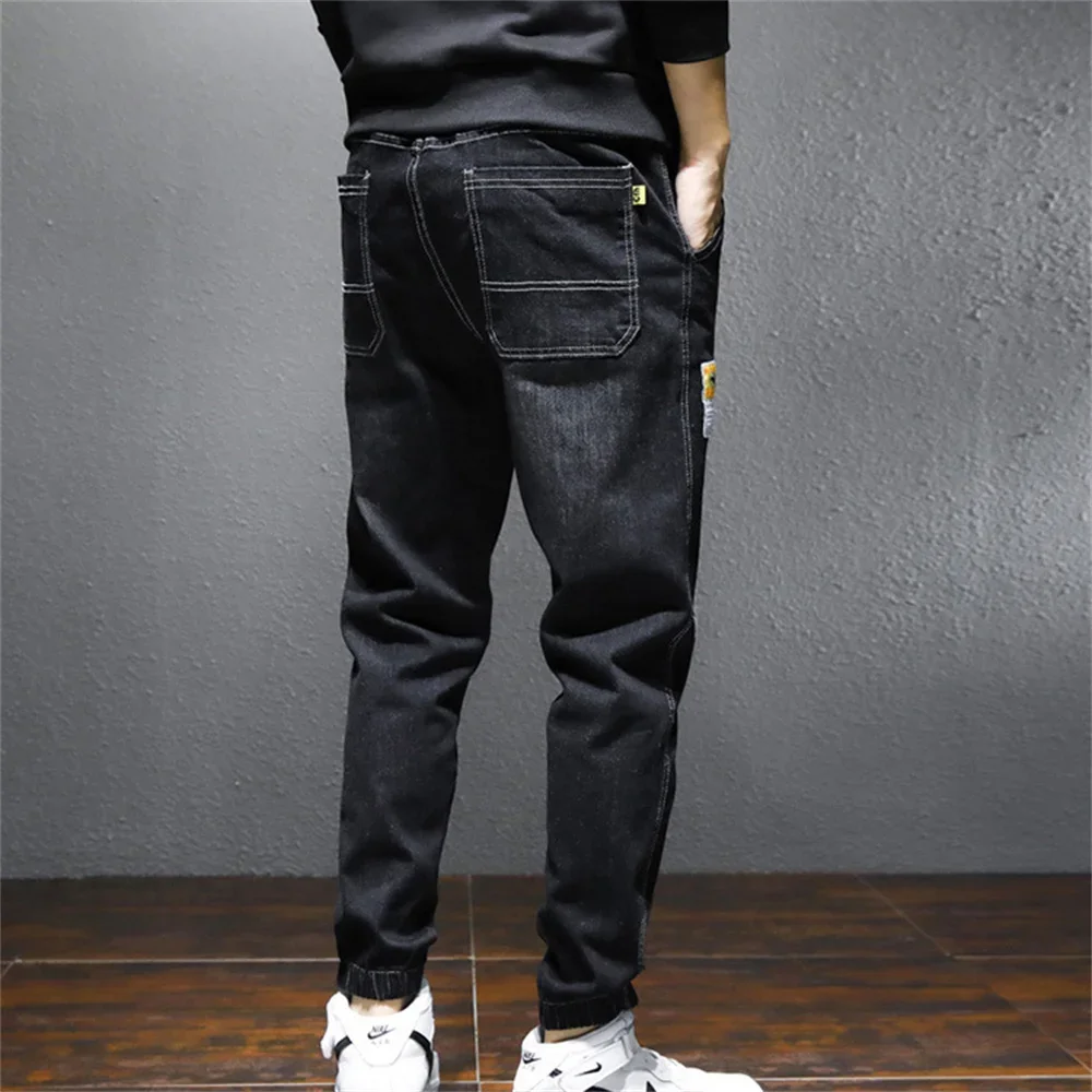 Mens Jeans Harem Pants Pockets Desinger Loose fit Baggy Moto Jeans Men Stretch Retro Streetwear Relaxed Tapered Jeans men pants