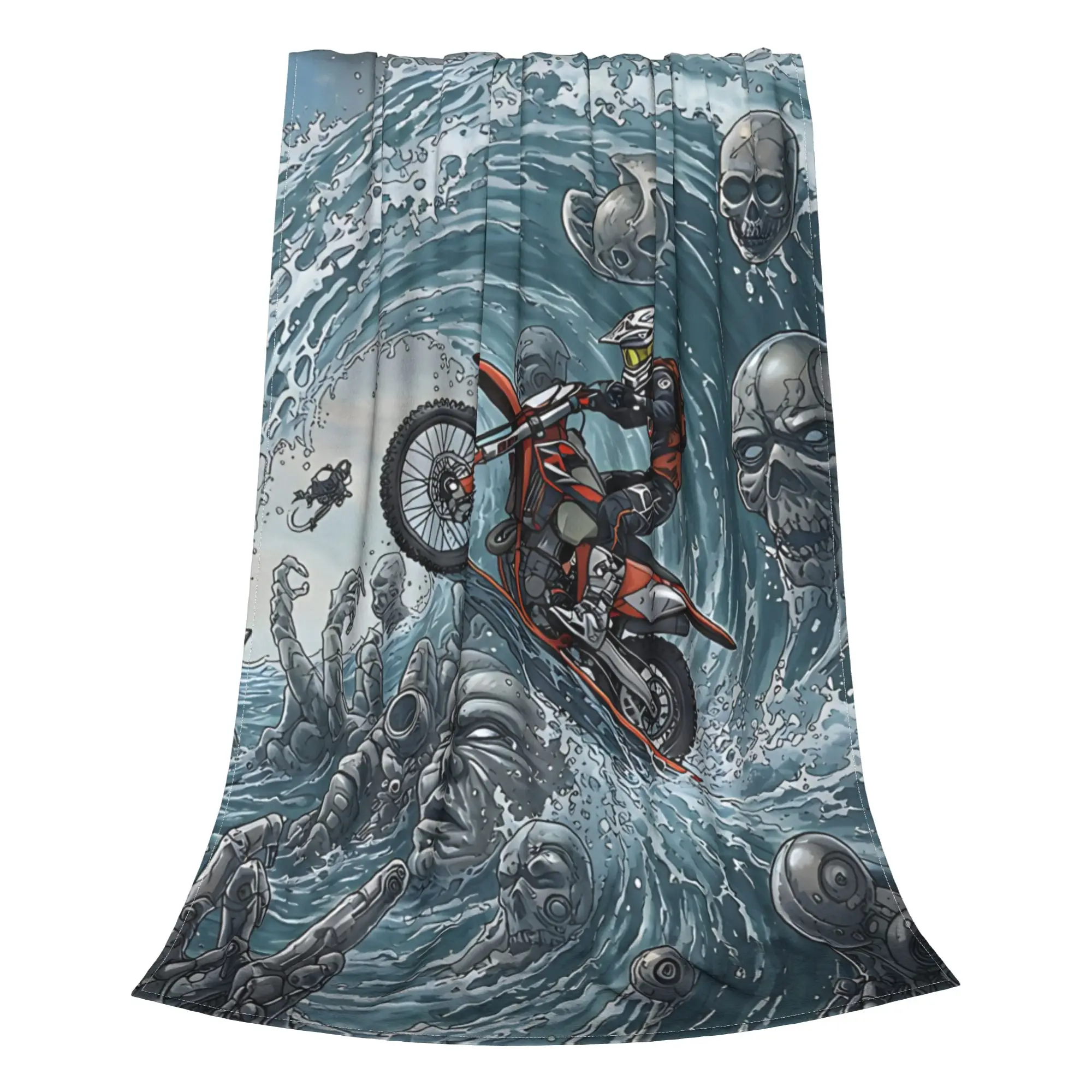 1PC Tsunami Moto Cross Trippy Landscape Home Room Decorations Winter Blankets For Adults Bedding Home Interior Sofa Knee