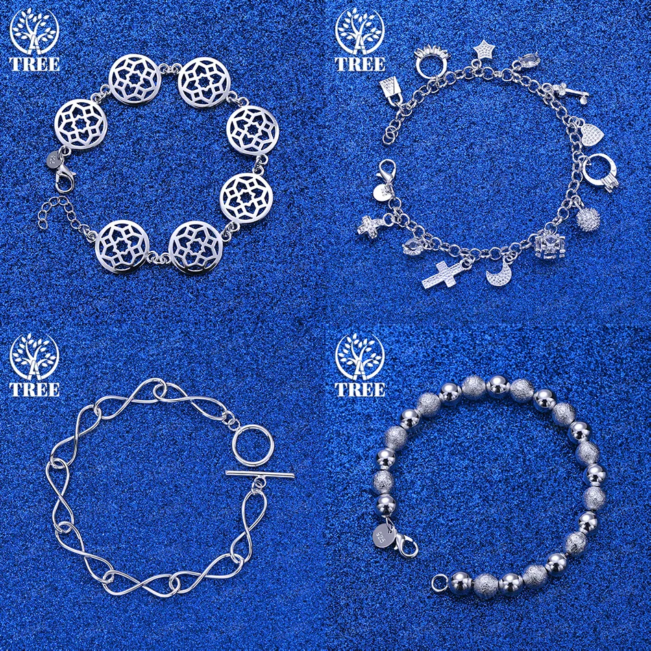 

Fine 925 Sterling Silver Key Lock Number 8 Bead Hollow Circular Pattern Bracelets Women Birthday Party New Jewelry Accessories