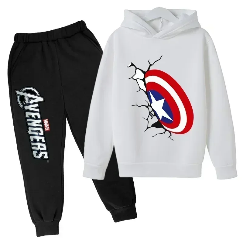 New Captain America Teen Children Hoodie Set Kids Spring Autumn Sweatshirt Boys Girls Clothing Kid Tops Pant Suit Tracksuits