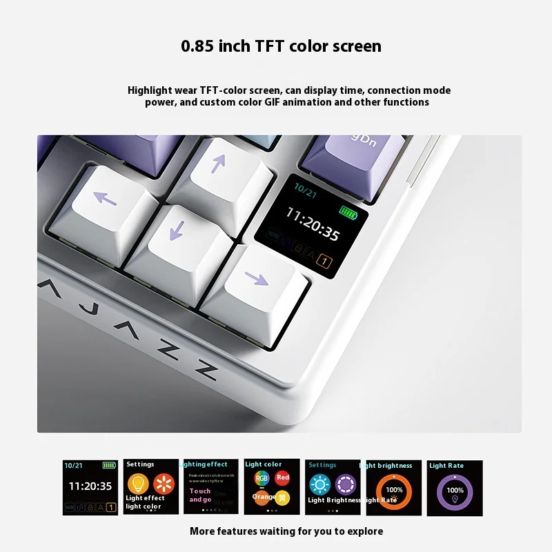 Ajazz Aks075 Mechanical Keyboard Customized Alice Ergonomic Hot Swap Diy Tft Display Rgb 5000mah Bt 2.4g Wireless Keyboard