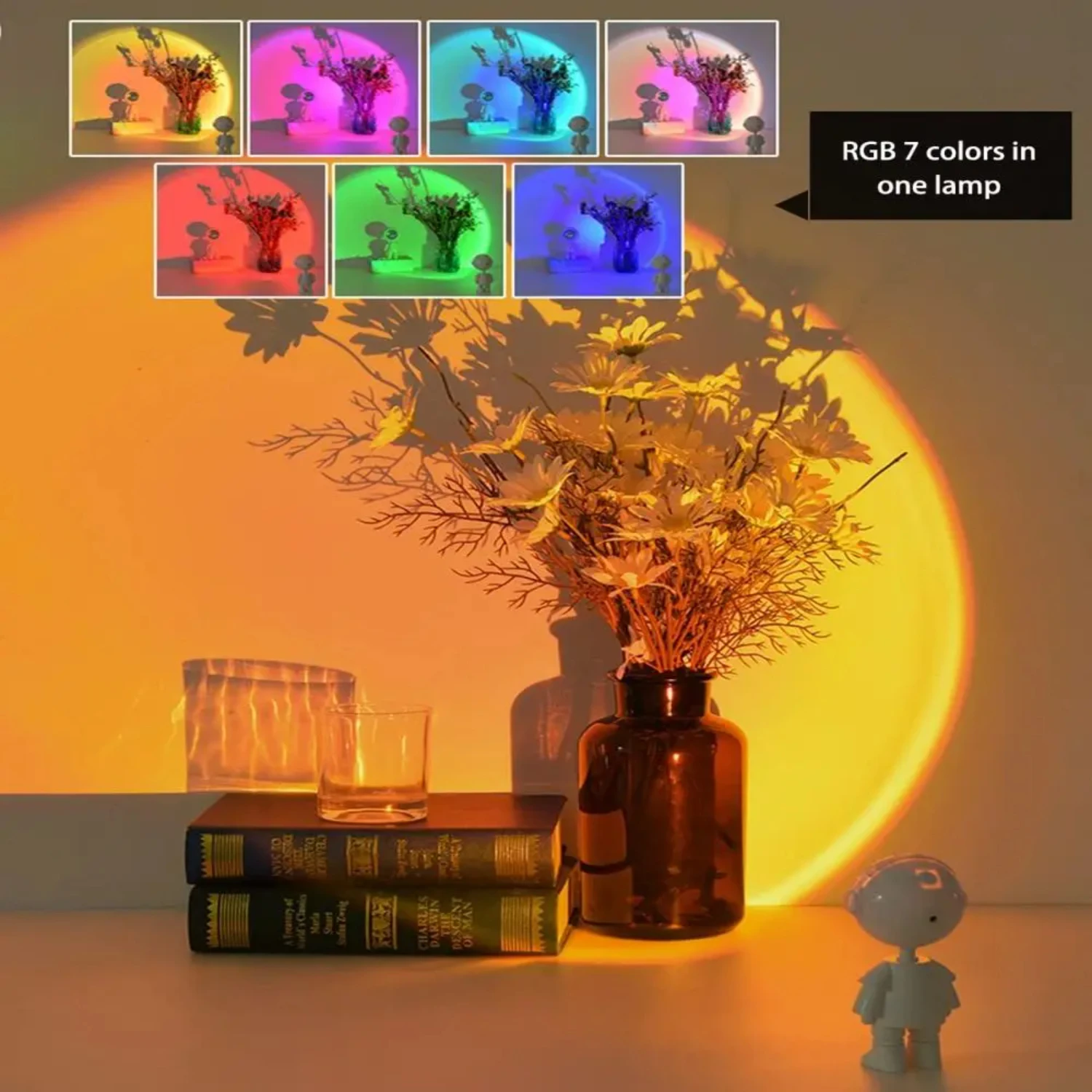 New LED Sunset Light  Lamp Astronaut Light Projector Rainbow Night Light USB Room decoration Lamps  Birthday Gifts