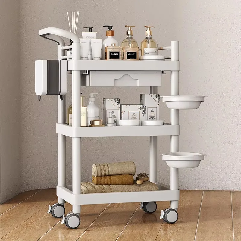 

Trolley Cart Cosmetic Helper Hairdressing Salon Auxiliary Wheels Storage Organizers Trolleys Beauty Manicure Support Roulette
