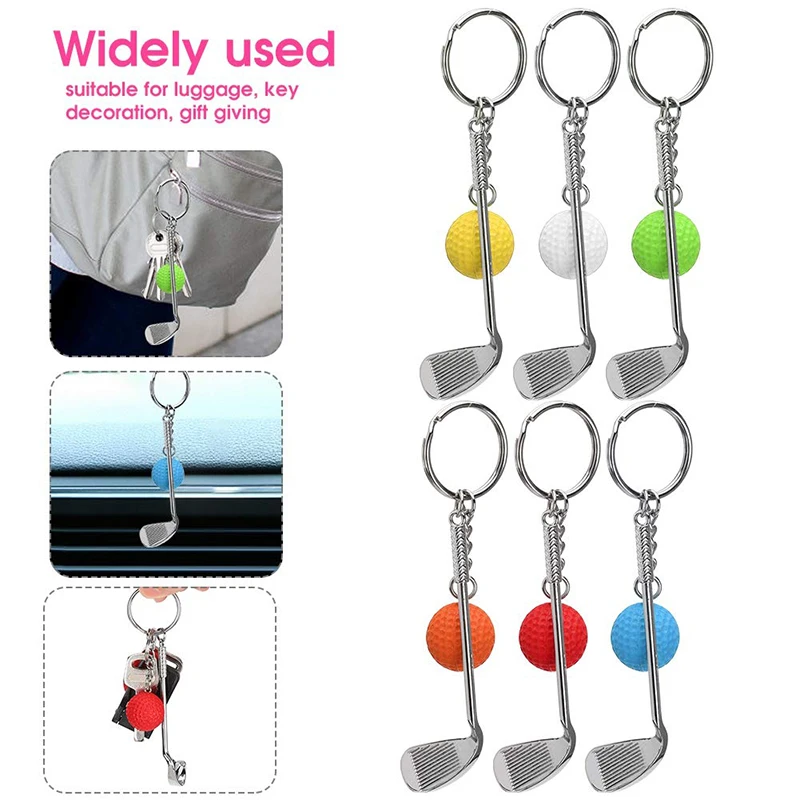 100Pcs Keychain Mini Golf Racket Ball Pendant Keyring Key Ring Creative Metal Pendant Tennis Key Chain Sports Clubs Gift