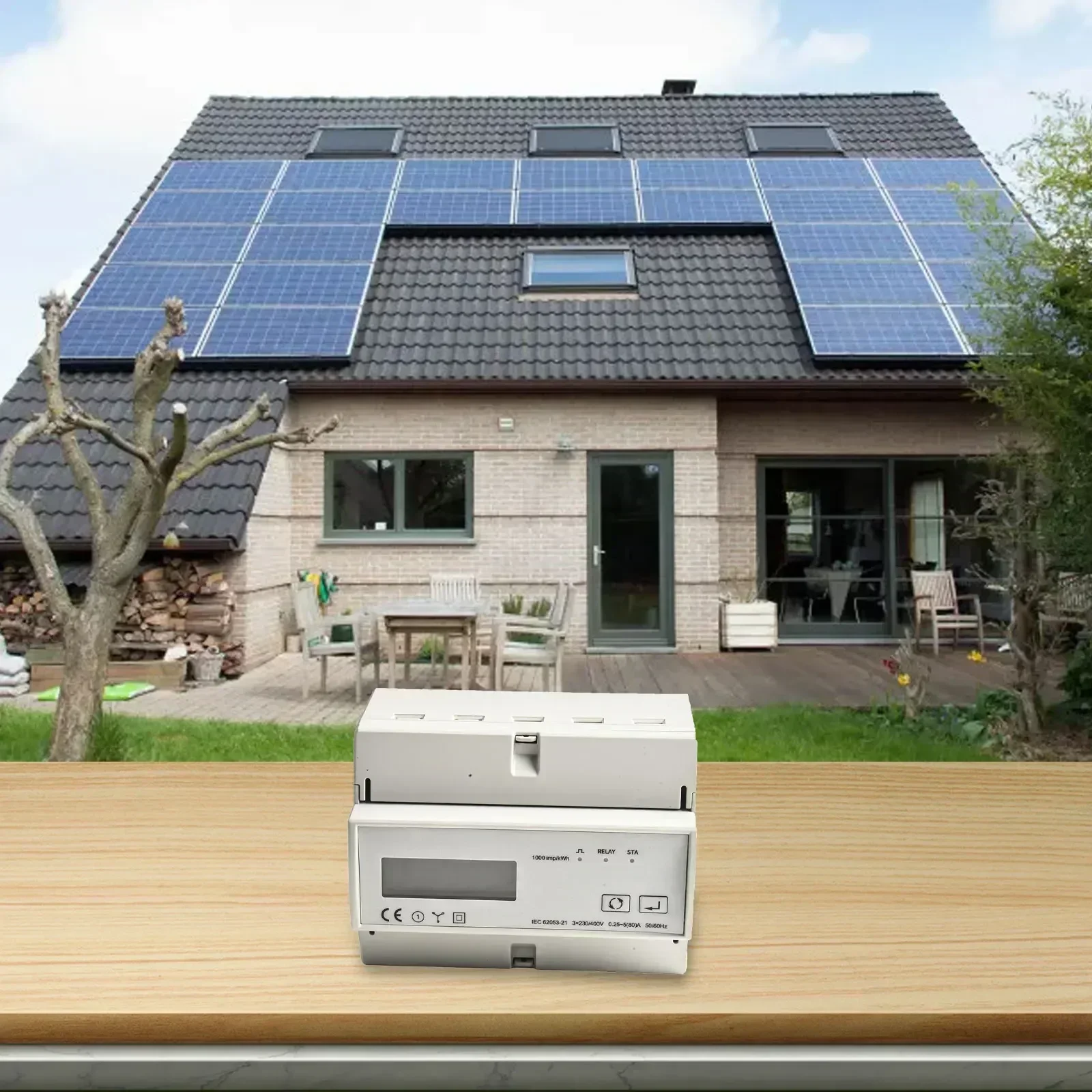 

Solar Energy Monitor with Large Backlit LCD Precise Power Consumption Tracking for Efficient Energy Management