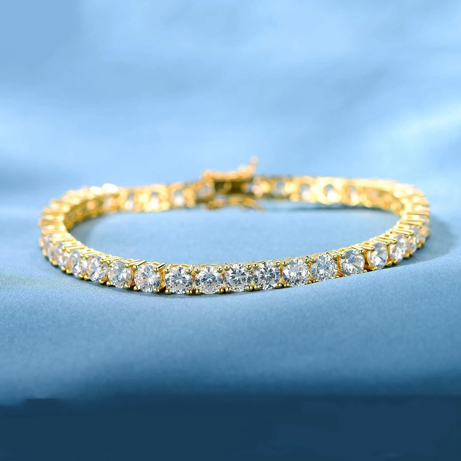 Gold Tennis Bracelet for Women and Men 3MM Moissnaite Laboratory Diamond S925 Silver Wedding Jewelry GRA Certificate