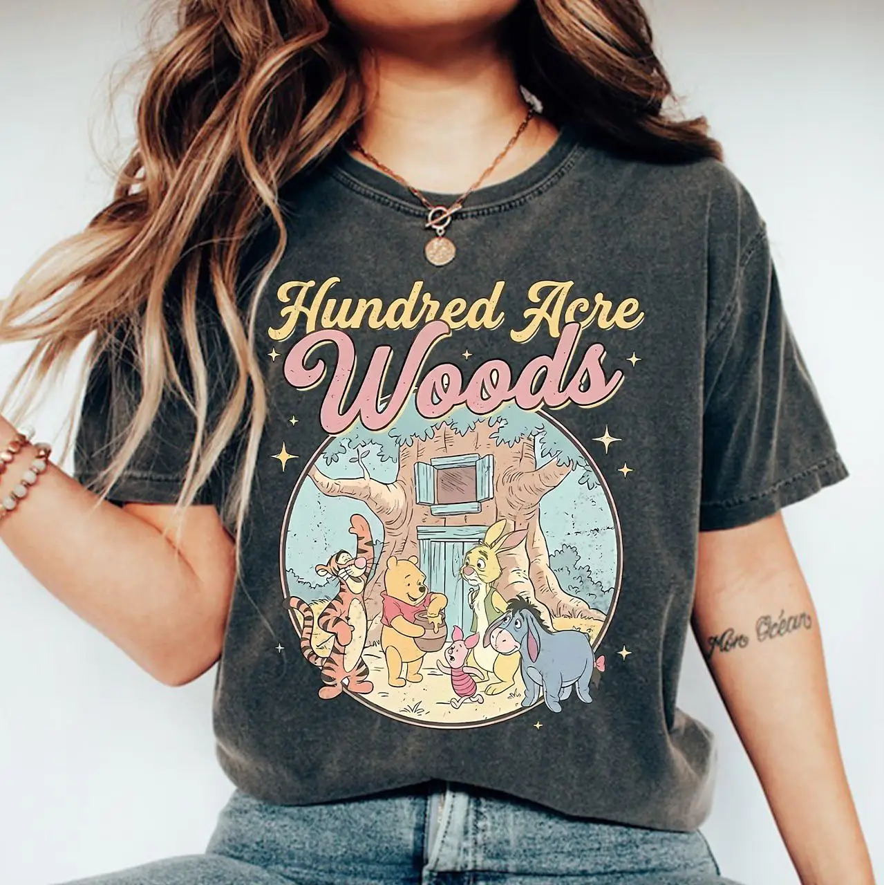 

Женская классическая футболка больших размеров с изображением Винни-Пуха от Disney, футболка для отдыха и путешествий в Диснейленд, уличная одежда из чистого хлопка, оверсайз