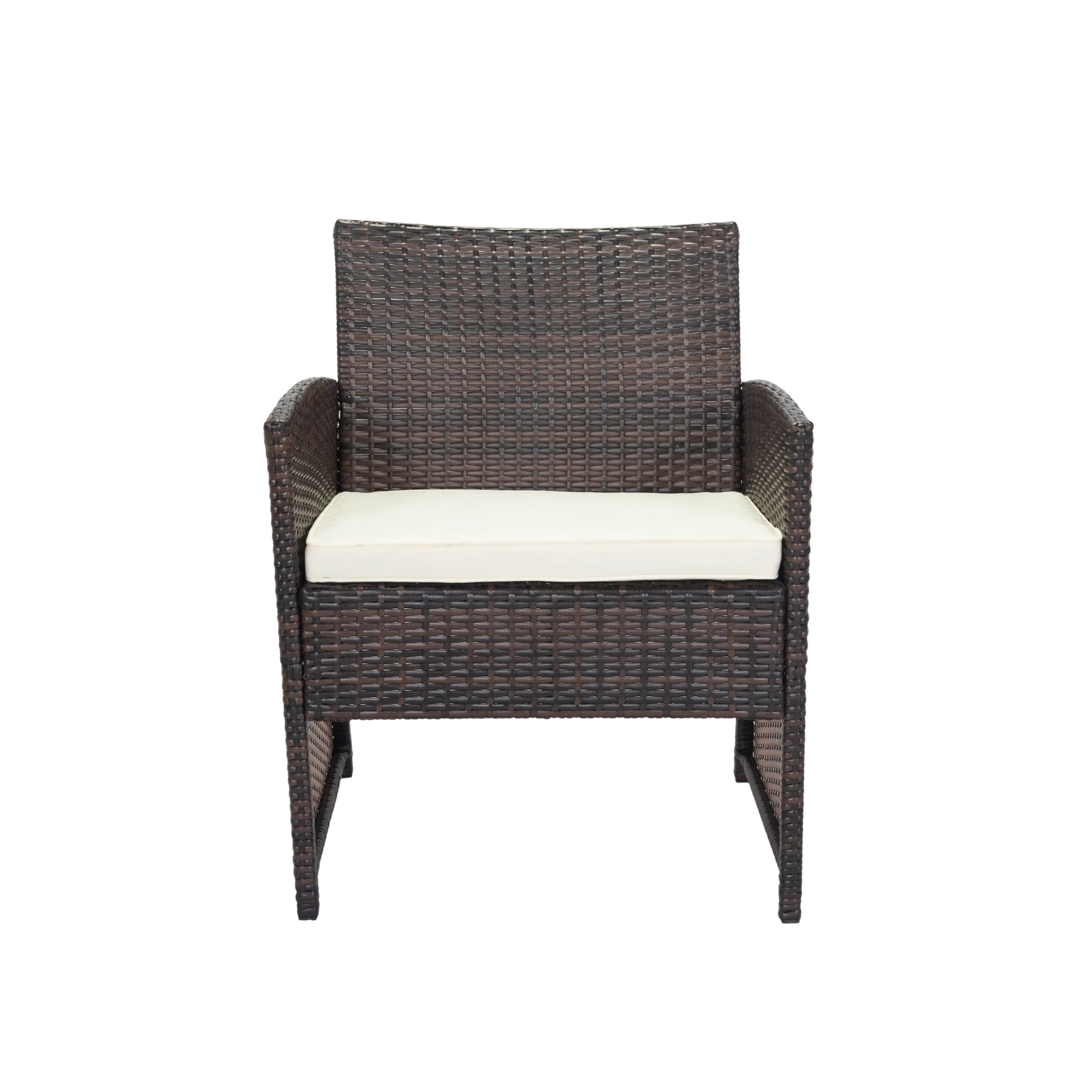 4 PCS Wicker Terrasse Gespräch Set, Outdoor Rattan Sofas mit Tisch Set, terrasse Möbel Set mit Weichen Kissen & Kaffee Tisch