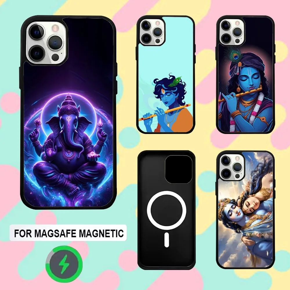

Indian God Lord Krishna Phone Case For iPhone 16e,16,15,14,13,12,11,Plus,Pro,Max,Mini Magsafe Magnetic Wireless Charging