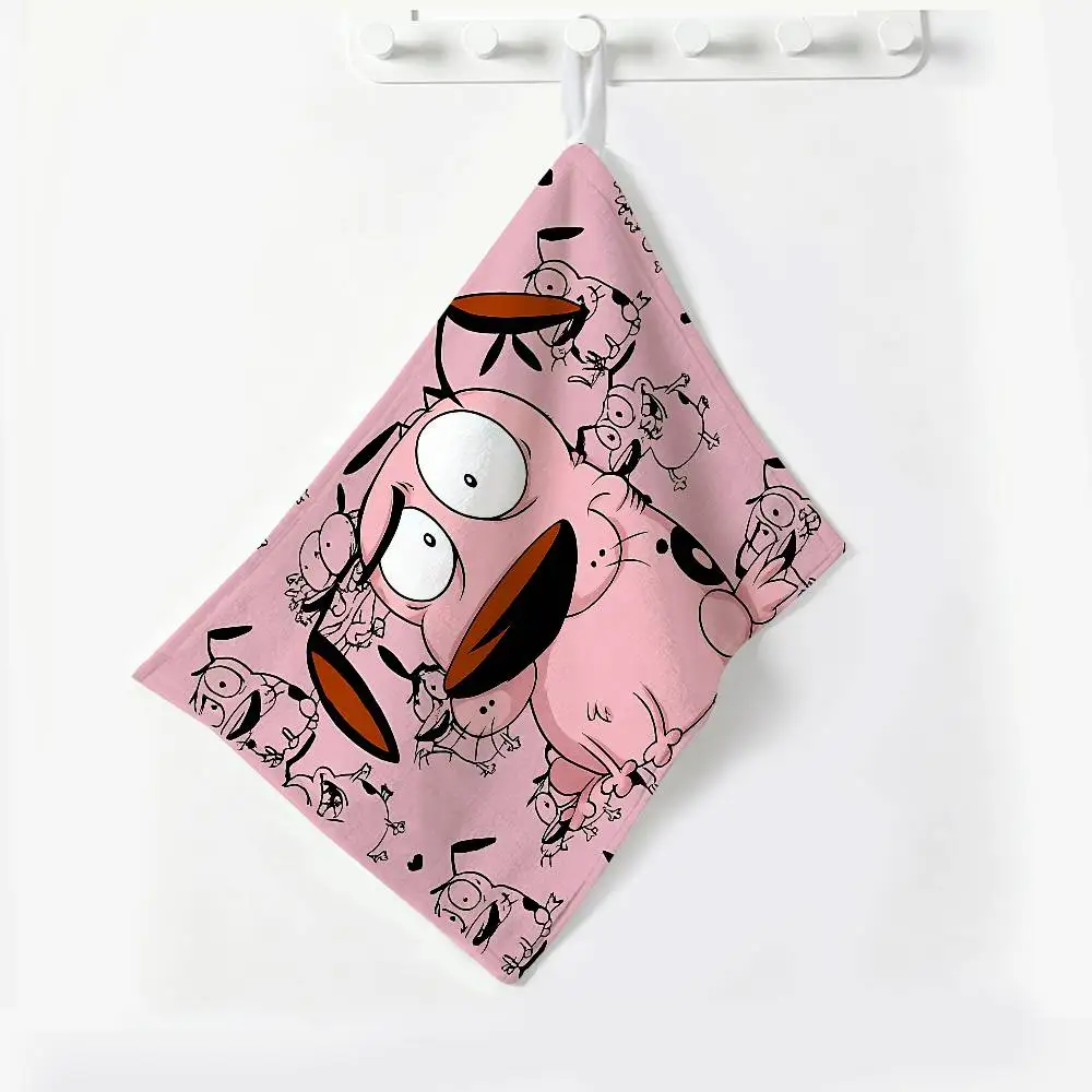 Movie C-Courage Cowardly Dog Polyester Cotton Hand Wiping Towel, Hanging Towel, Quick Dry for Kitchen Bathroom Daily Supplies