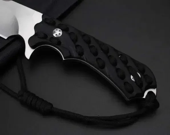 Paodin Figured Hunting Straight Partners Blade Knife, 7CR17MOV, K Sheath, DulRescue, Camping, EDC Survival Tool, opaque