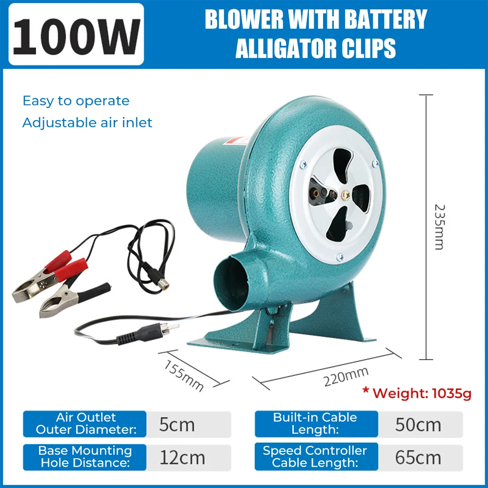 

Electric Blower Fan BBQ Fan 100v 220v Suitable for Barbecue Mini Blacksmith Forges Blower Jet Fan with Speed Adapter AC100-240V