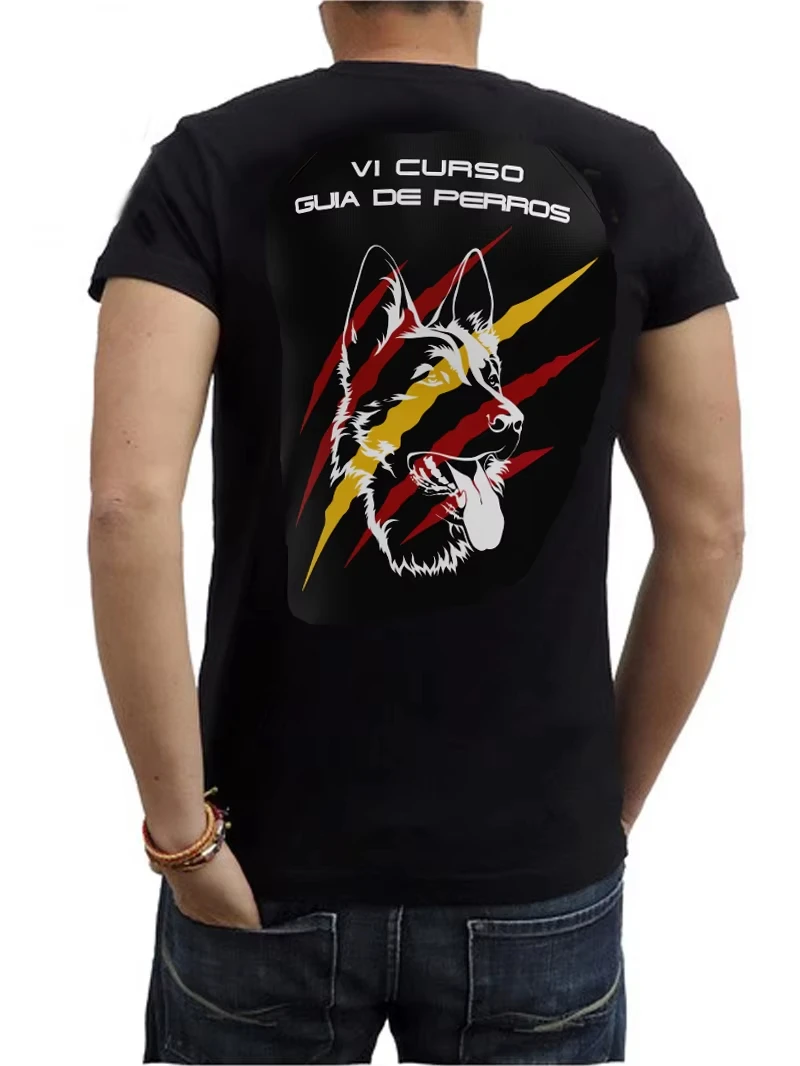 Camiseta VI Curso Guía Canino. Camiseta da Guardia Civil Espanhola. Nova Camiseta Casual Masculina de Manga Curta 100% Algodão com Gola O