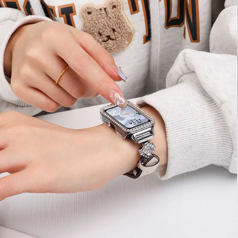 Étui en diamant pour HUAWEI Band 10/9/8, accessoires tout autour, cadre de pare-chocs rigide creux PC, coque pour huawei band10 band9 band8