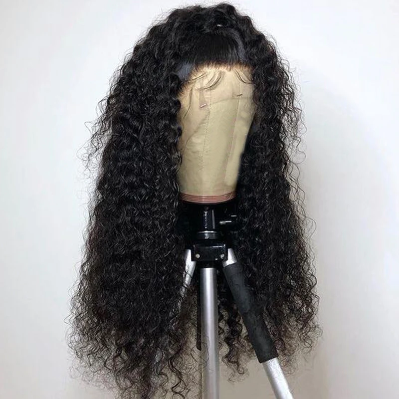 Kinky Curly Lace Front Perucas para Mulheres, Curto Bob, Cor Preta, Densidade 180%, Pré-arrancadas, Cabelo de Bebê, Roupa Diária, Glueless, 14 in