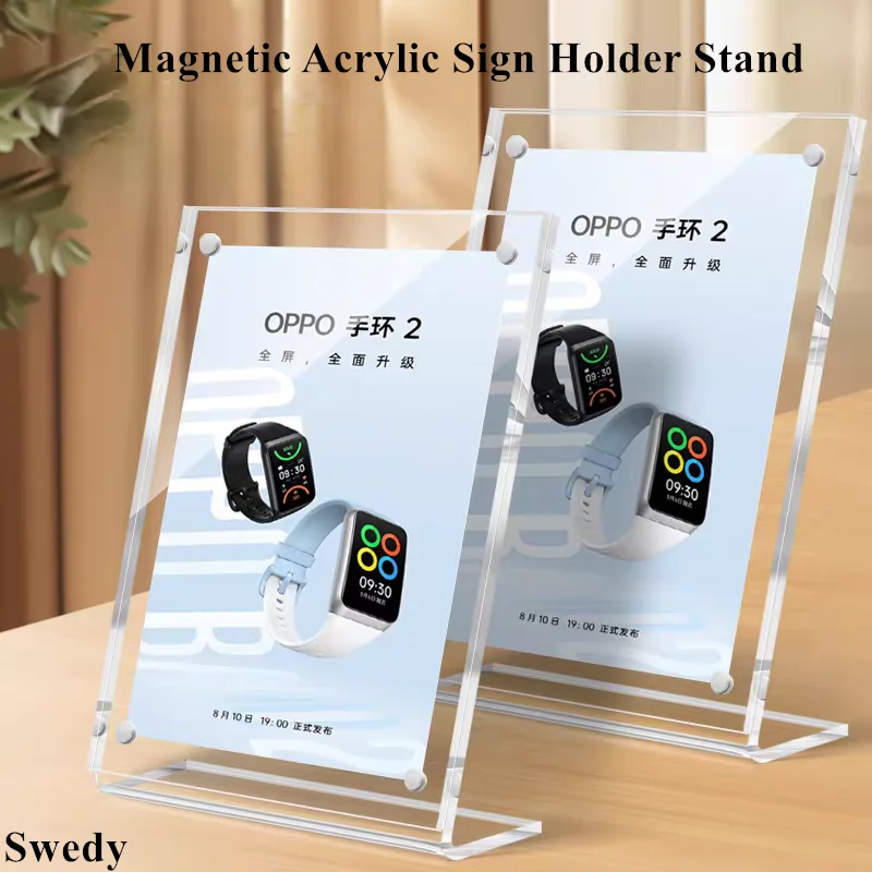 A5 148x210MM L Shape Magnetic Picture Photo Poster Frame Acrylic Sign Holder Restaurant Menu Paper Price Label Card Holder