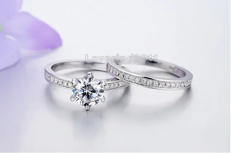 Handmade Wedding Bridal Sets Rings for Women Lab Diamond White Gold Lovers Engagement Ring Jewelry