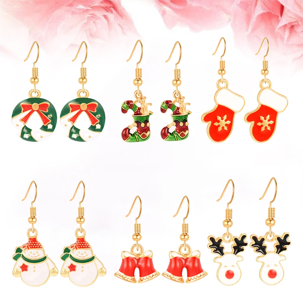

Christmas Earrings Set Festive Dangle Hook Ear Jewelry For Women Party Masquerade Unique Ornament Alloy Material Safe