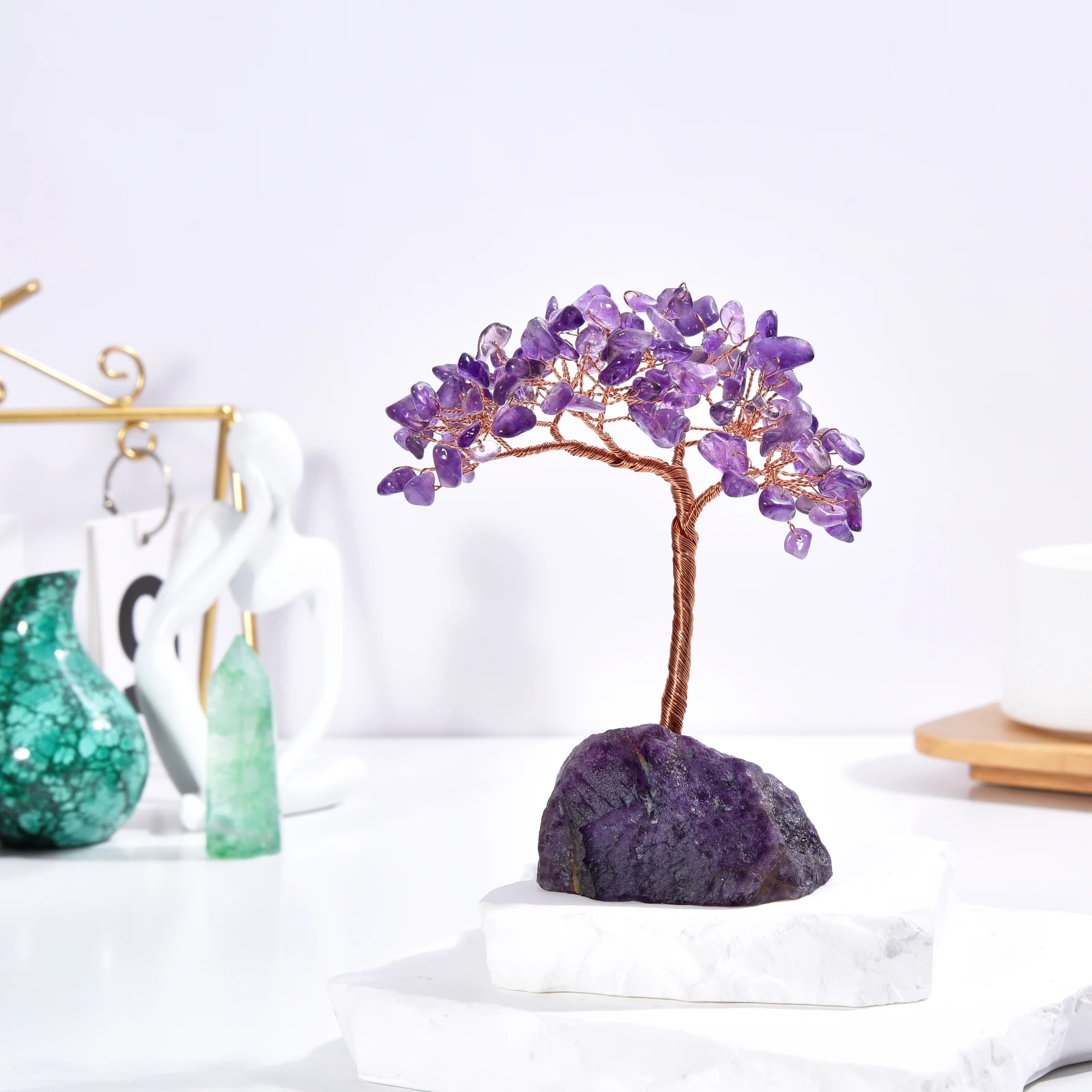 Lucky Crystal Tree Random Stone Base home decoration for Fengshui Mental Healthy Happy Life