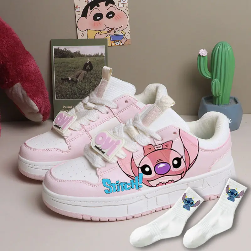 Stitch Sneakers Baskets Shoes Kawaii Cartoon Little Monster Pattern Shoes Fashion Casual Sports High and Low Canvas Shoes