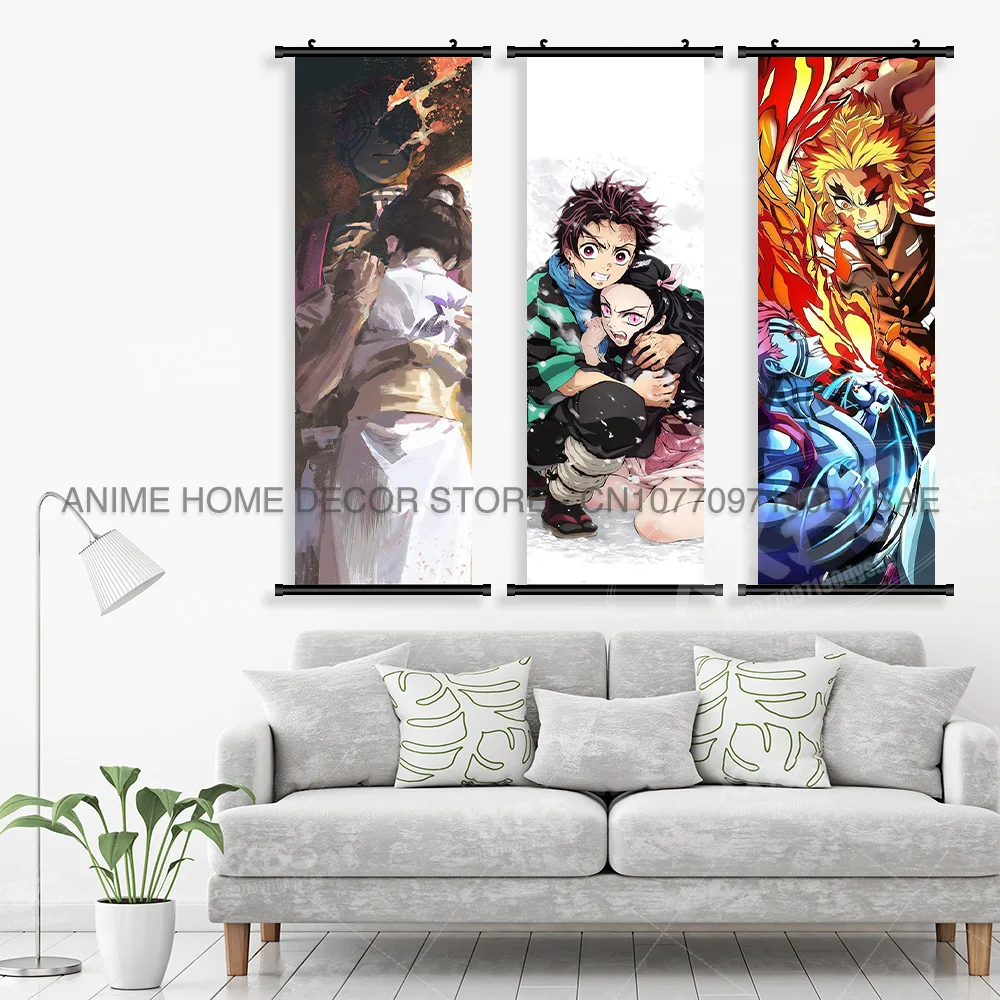 โปสเตอร์ตัวละครจากอนิเมะ ภาพยนตร์ ของตกแต่งบ้าน ภาพแขวนผนัง งานศิลปะตกแต่งผนัง ภาพม้วน สำหรับดาบพิฆาตอสูร: คิเมทสึ โนะ ไยบะ