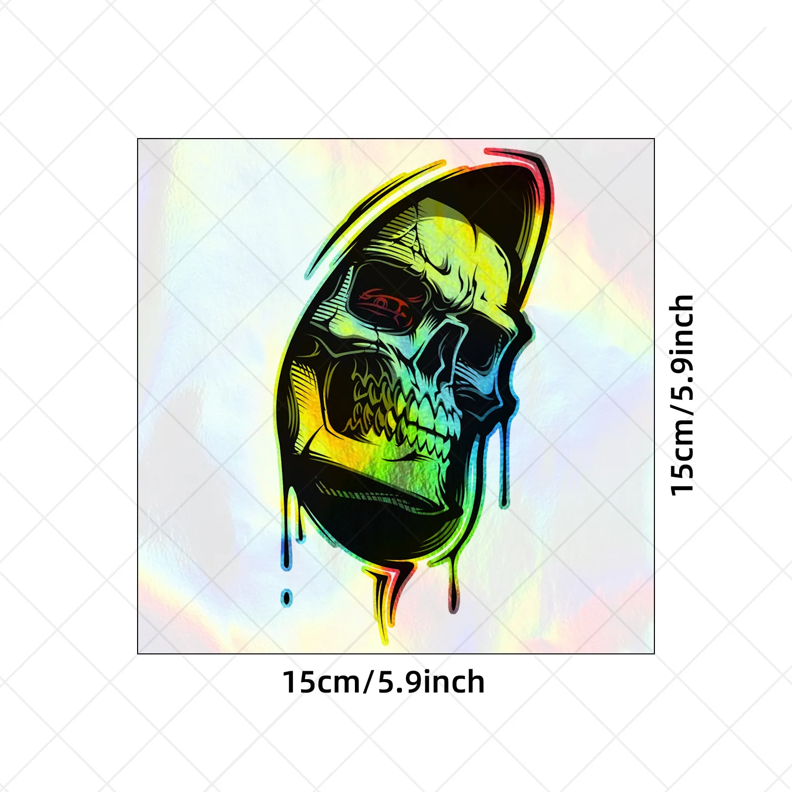 Holographic Dripping Skull Car Sticker, Waterproof Vinyl Decal with Iridescent Effect for Cars & Motorcycles