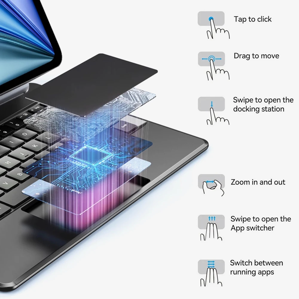 2025 Magic Backlit Keyboard For iPad A16 11th 10th Gen Pro 11 12.9 13 Air 4 5 6 Magnetic iPad Case Wireless Multi Touch Trackpad