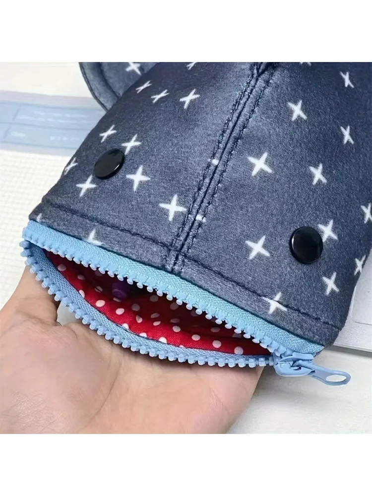 1 pc Cute shark pencil case  large capacity multi-functional  high appearance level pencil case student stationery storage bag