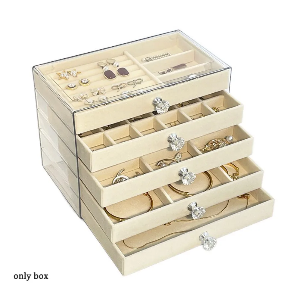 

Large Capacity Velvet Jewelry Box Earrings Necklaces Transparent Jewelry Storage Box Multi-layer Acrylic Jewelry Organizer