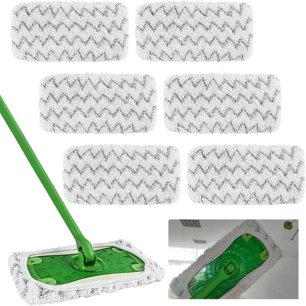 Flat Mop Cloth Wet Dry Dual Use Ultra Soft Mop Cleaning Pad Elastic Band S/L Optional Water Absorption Rotary Mop Cleaning Cloth