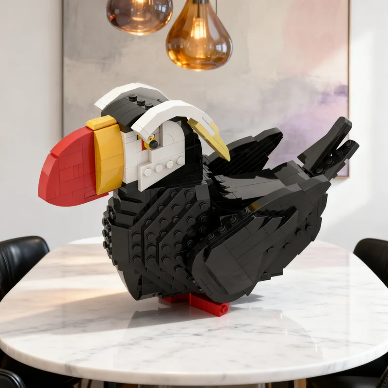 460PCS MOC Wildlife Bird Sculpture Model Inspired Decorative Desk Realistic Buildable Design Brick Display Collection Toy Gift