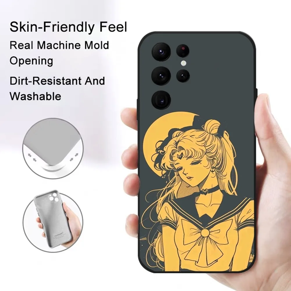 A-Anime Sailors Moons Clear Phone Case Samsung S series s20 s21 s22 s23 s24 FE Plus Ultra TPU Soft to Skin-friendly case