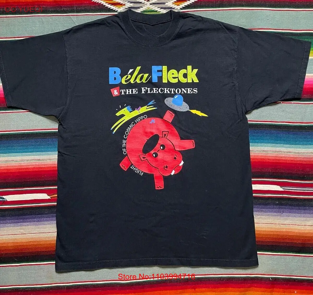 Vtg Bela Fleck and the Flecktones Band Cotton Black Full Size Shirt J664