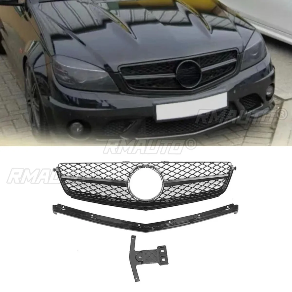 

Car Bumper Grill Decorative Strips Racing Grille Body Kit Front Bumper Grill For Mercedes Benz W204 C63 2009-2011 Exterior Part