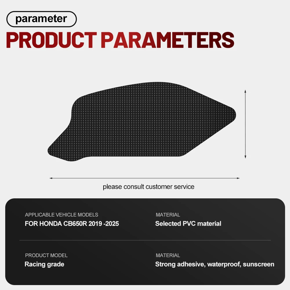 Fit For Honda CB650R 2019-2025 Silicone Anti-Slip Tank Traction Pad Side Grip Sticker Set