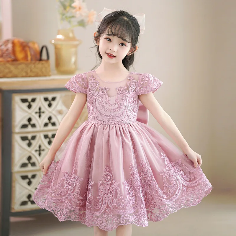 Besticktes Sommerkleid für Kinder, Schmetterlings prinzessin kleid, Mädchen leistung, Außenhandels kleid für Blumen mädchen