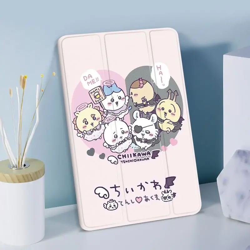 Cartoon Kawaii New Apple IPad Case with Pen Slot Flip-style Air Sac Anti-fall Support At Multiple Angles Smart Sleep Chiikawa