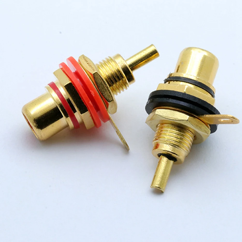 10Pcs/Lot RCA Connector Gold Plated Female Jack Socket Solder Wire Connector RCA Panel Mount ChassisJAS